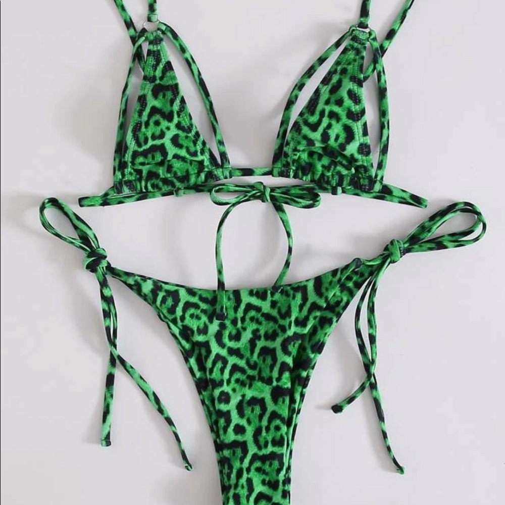 Green cheetah print bikini